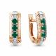 Золотые серьги AQUAMARINE 4963409 с фианитом и агатом