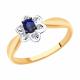 Золотое кольцо Diamant 51-210-00558-1 с бриллиантом и сапфиром