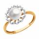 Золотое кольцо Diamant 51-210-02091-1 с бриллиантом и жемчугом