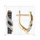 Золотые серьги Diamant 51-220-00909-1 с бриллиантом и чёрным бриллиантом