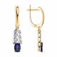 Золотые серьги Diamant 51-221-00579-1 с бриллиантом и сапфировым корундом