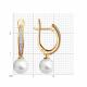 Золотые серьги Diamant 51-221-01824-1 с бриллиантом и жемчугом