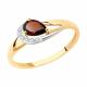 Золотое кольцо Diamant 51-310-01020-2 с фианитом и гранатом