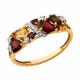Золотое кольцо Diamant 51-310-02168-3 с фианитом, гранатом и раухтопазом