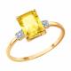 Золотое кольцо Diamant 51-310-02423-3 с фианитом и цитрином