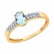Золотое кольцо Diamant 51-310-02941-2 с топазом и фианитом