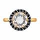 Золотое кольцо Diamant 51-310-02966-1 с фианитом и горным хрусталём