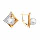 Золотые серьги Diamant 51-320-03124-1 с фианитом и жемчугом