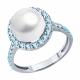 Золотое кольцо Diamant 52-310-02823-1 с топазом и жемчугом