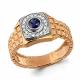 Золотое кольцо AQUAMARINE 600001913 с фианитом и сапфировым корундом