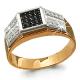 Золотое кольцо AQUAMARINE 62062Ч с фианитом и шпинелью