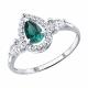 Серебряное кольцо SOKOLOV 63010010 с фианитом и изумрудом