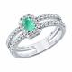Серебряное кольцо SOKOLOV 63010014 с фианитом и изумрудом