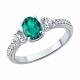 Серебряное кольцо SOKOLOV 63010015 с фианитом и изумрудом