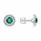 Серебряные серьги SOKOLOV 63020009 с фианитом и изумрудом