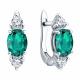 Серебряные серьги SOKOLOV 63020013 с фианитом и изумрудом