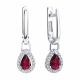Серебряные серьги SOKOLOV 64020001 с фианитом и рубином