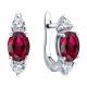 Серебряные серьги SOKOLOV 64020013 с фианитом и рубином