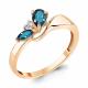Золотое кольцо AQUAMARINE 6971808А с фианитом и Лондон топазом