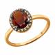 Золотое кольцо SOKOLOV 71-00421 с гранатом и коньячным бриллиантом
