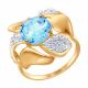 Золотое кольцо SOKOLOV с ситаллом цвета Топаз и фианитом 714741