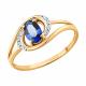 Золотое кольцо SOKOLOV 717346 с фианитом и сапфировым корундом