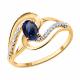 Золотое кольцо SOKOLOV 717353 с фианитом и сапфировым корундом