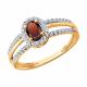 Золотое кольцо SOKOLOV 717356 с фианитом и гранатом
