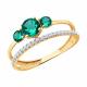 Золотое кольцо SOKOLOV 717372 с фианитом и гидротермальным изумрудом