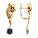 Золотые серьги SOKOLOV 72-00579 с бриллиантом, ониксом и гидротермальным изумрудом