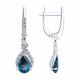 Серьги из белого золота SOKOLOV 728619-3 с фианитом и Лондон топазом