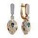 Золотые серьги SOKOLOV 728758 с фианитом, гидротермальным изумрудом и Лондон топазом