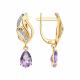 Золотые серьги SOKOLOV 729277 с фианитом и аметистом