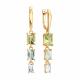 Золотые серьги SOKOLOV 729330 с кварцем, горным хрусталём и празиолитом