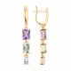 Золотые серьги SOKOLOV 729331 с аметистом, горным хрусталём и празиолитом