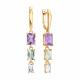 Золотые серьги SOKOLOV 729331 с аметистом, горным хрусталём и празиолитом