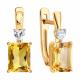 Золотые серьги SOKOLOV 729341 с фианитом и цитрином