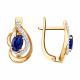 Золотые серьги SOKOLOV 729354 с фианитом и сапфировым корундом