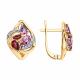Золотые серьги SOKOLOV 729548 с фианитом, аметистом и родолитом