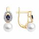 Золотые серьги SOKOLOV 79-20092 с бриллиантом, сапфировым корундом и жемчугом