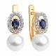 Золотые серьги SOKOLOV 79-20092 с бриллиантом, сапфировым корундом и жемчугом