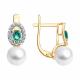 Золотые серьги SOKOLOV 79-20093 с бриллиантом, жемчугом и гидротермальным изумрудом