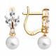 Золотые серьги SOKOLOV 792481 с жемчугом и горным хрусталём