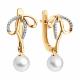 Золотые серьги SOKOLOV 792491 с фианитом и жемчугом