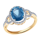 Золотое кольцо Александра 8010784ск с бриллиантом и Лондон топазом