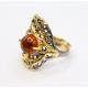 Серебряное кольцо Янтарная волна 820932Я с янтарём