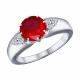 Серебряное кольцо SOKOLOV 84010003 с фианитом и рубиновым корундом