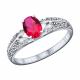 Серебряное кольцо SOKOLOV 84010013 с фианитом и рубиновым корундом