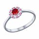 Серебряное кольцо SOKOLOV 84010022 с фианитом и рубиновым корундом
