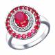 Серебряное кольцо SOKOLOV 84010023 с фианитом и рубиновым корундом